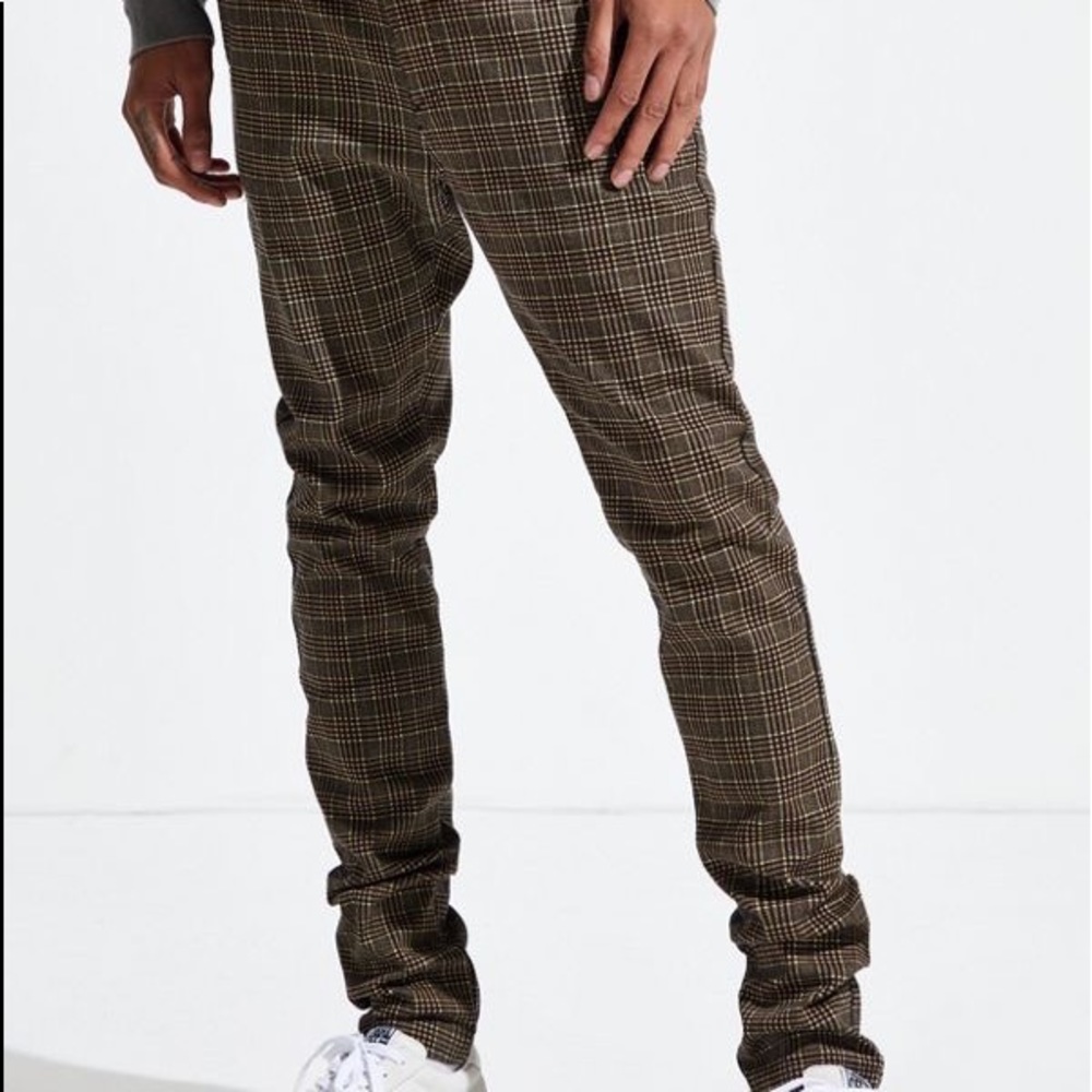 Urban Outfitters | elastic waist tartan skinny pants size S